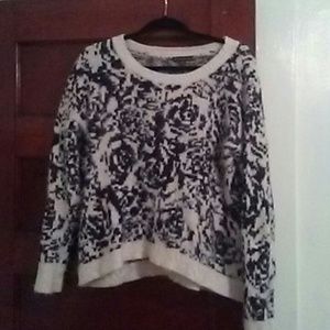 Black and white fuzzy sweater